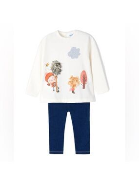 Mayoral White and Navy Kids Matching Set